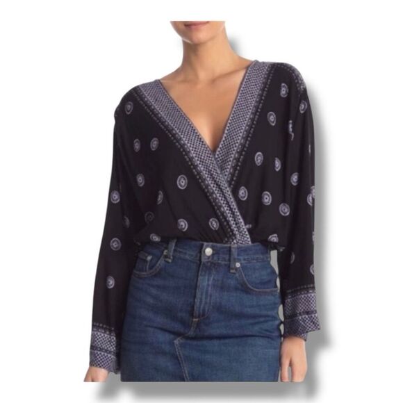 Free People On Board Wrap Top Bodysuit Size Medium - Picture 1 of 7